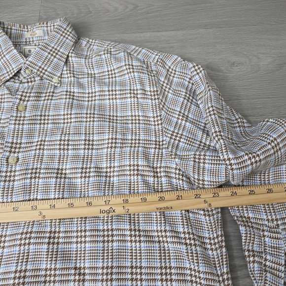 Peter Millar Button Down Shirt Plaid Check Cotton Long Sleeve Large - Picture 3 of 6